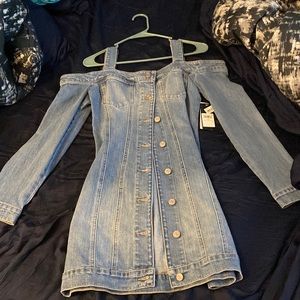 GUESS Authentic Bodycon Cold-Shoulder Denim Dress Halcyon